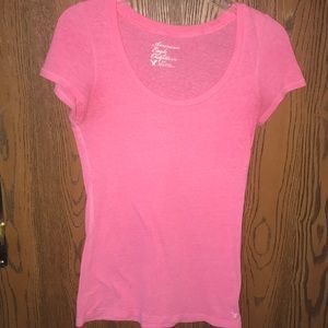 pink neon fitted t - shirt